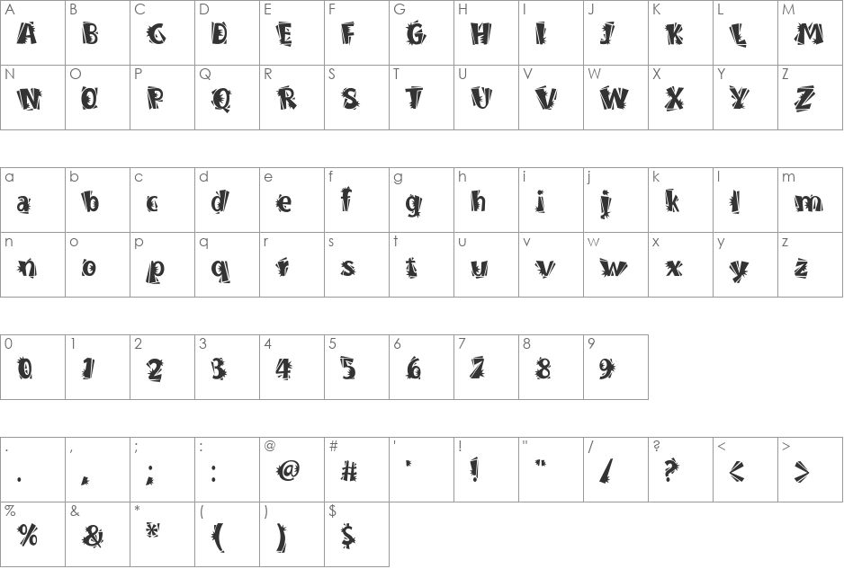 BurweedICG font character map preview