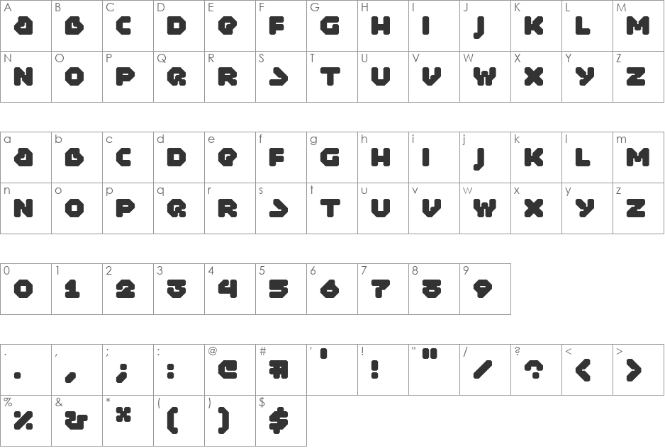BUS font character map preview