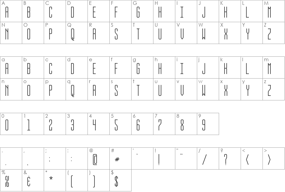 BUS STOP font character map preview