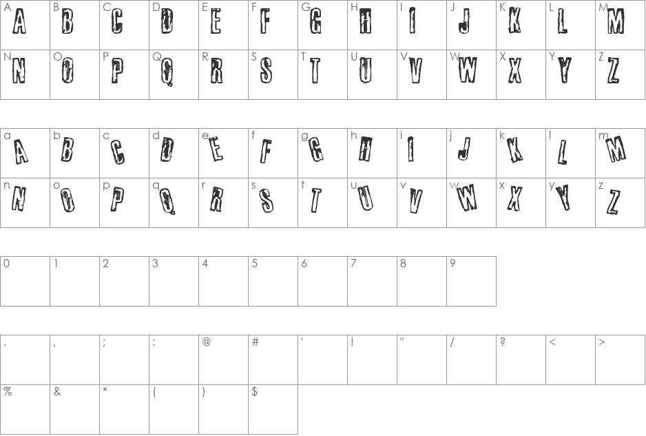 busseta font character map preview