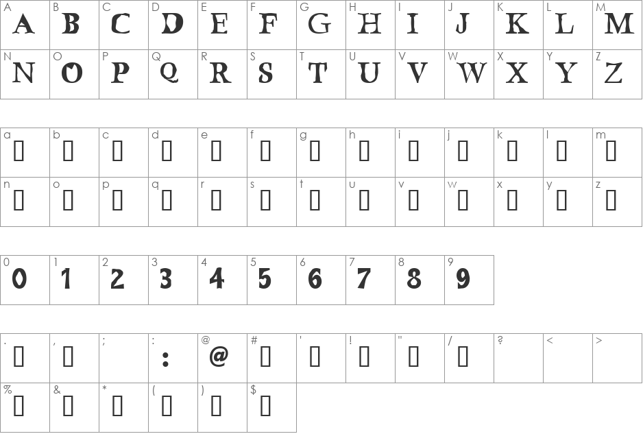 Bustamante1.0 font character map preview