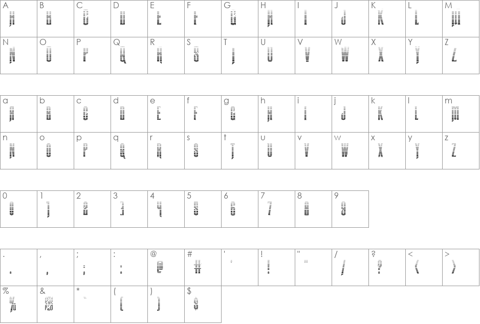 Butch & Sundance Gradient font character map preview