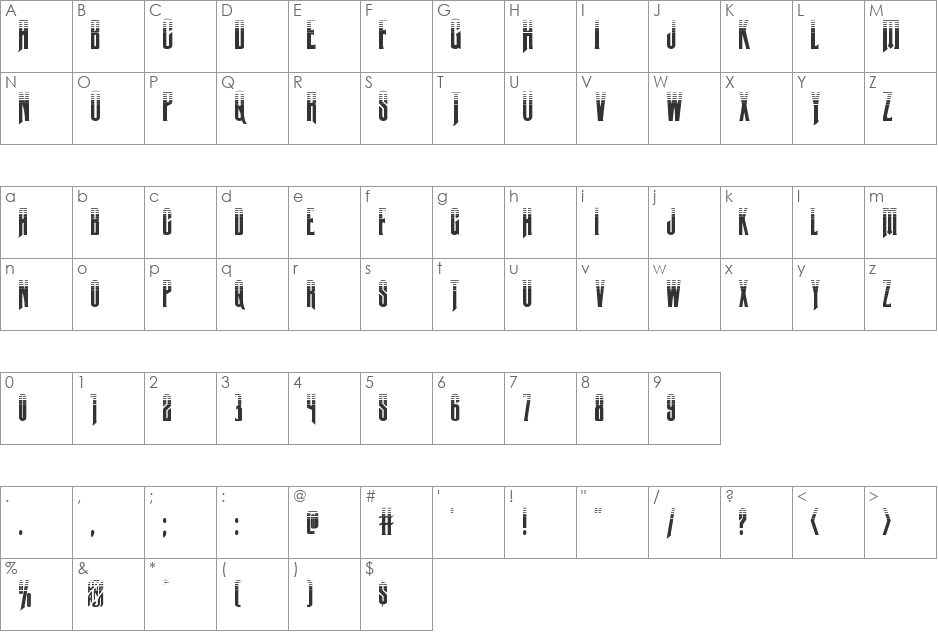 Butch & Sundance Two-Tone font character map preview