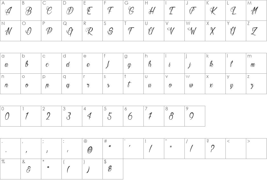 Butter Kings font character map preview