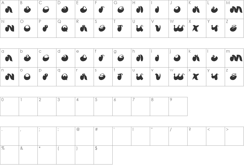 Butterfly font character map preview