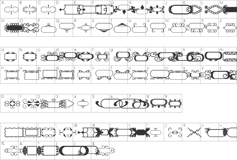 Buttonnieres4 font character map preview