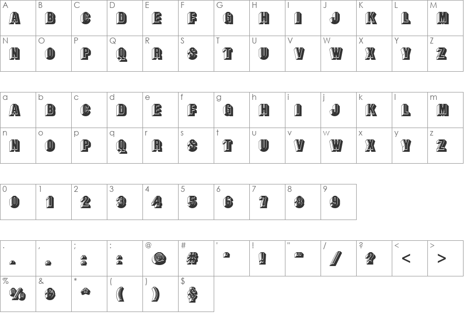 Buxon Becker font character map preview