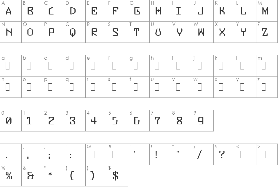 Buzzer Three font character map preview