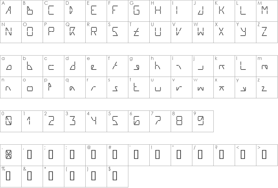 AI liftled font character map preview