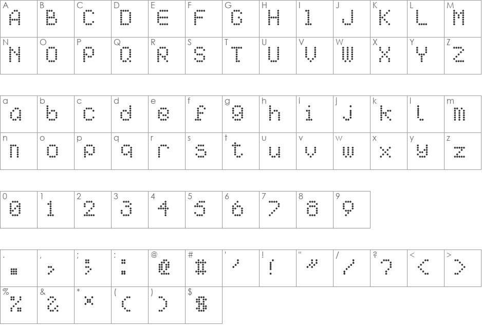 AI pointe font character map preview