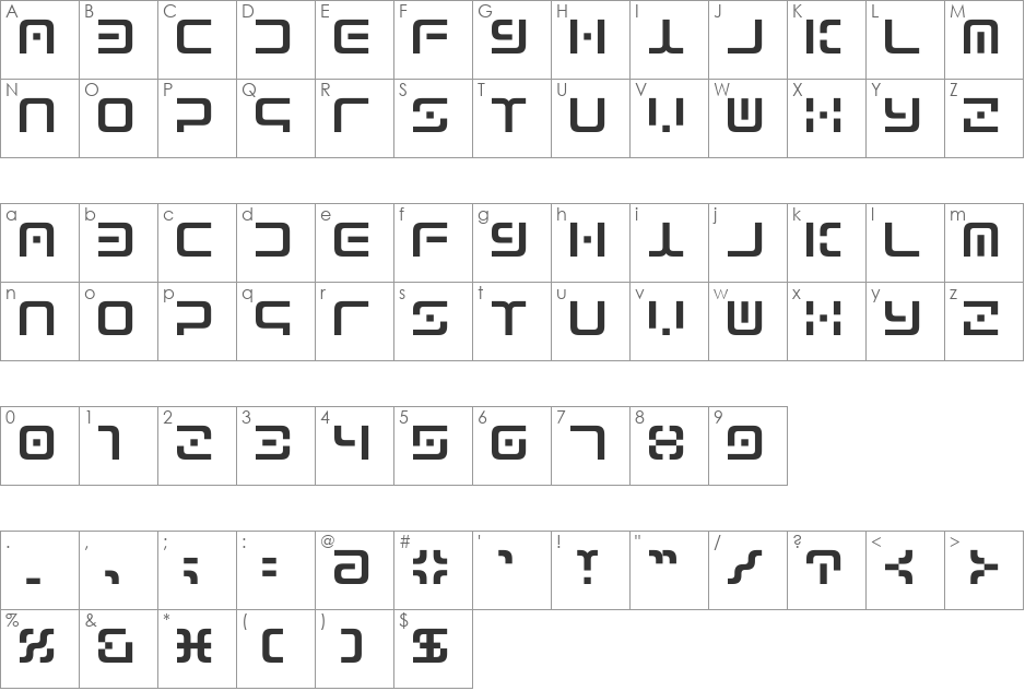 Bwnsnw font character map preview