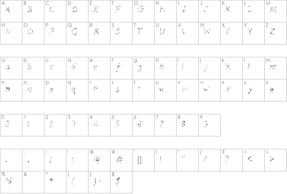 _Busy_Bees font character map preview