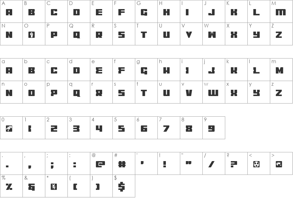 C.O.D.E.R. Condensed font character map preview