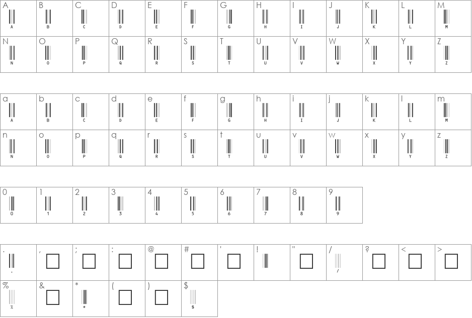 C39HrP24DhTt font character map preview