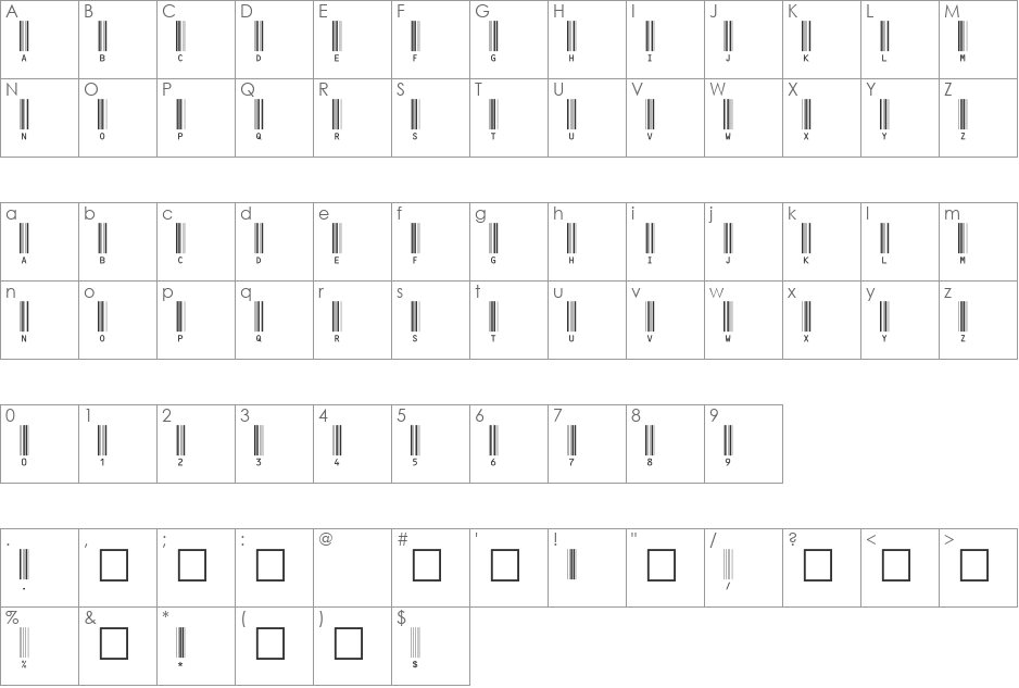 C39HrP48DmTt font character map preview