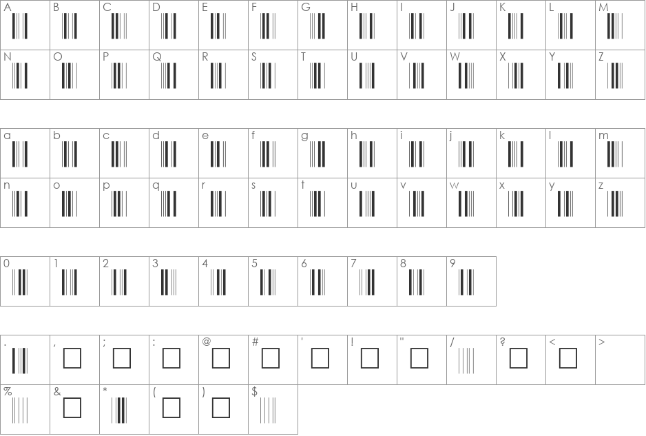 C39P12DhTt font character map preview