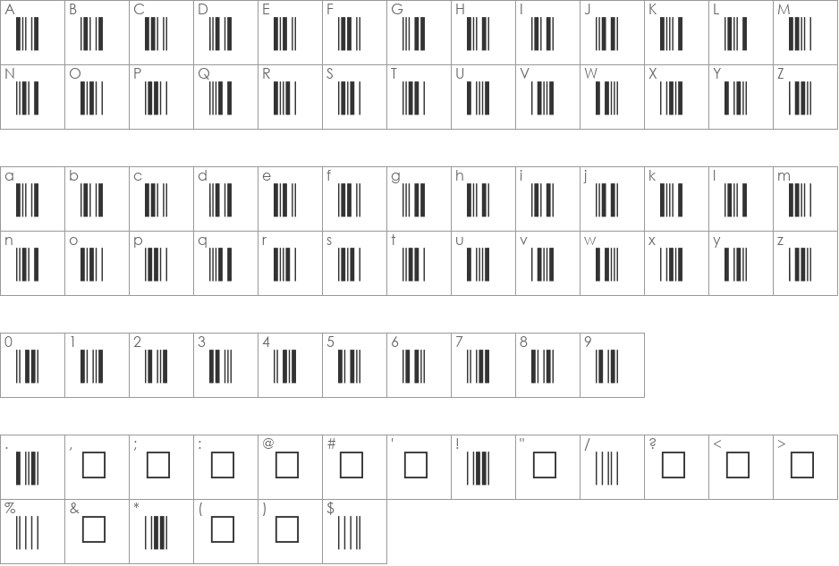 C39P24DlTt font character map preview