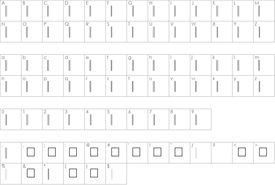 C39P48DhTt font character map preview