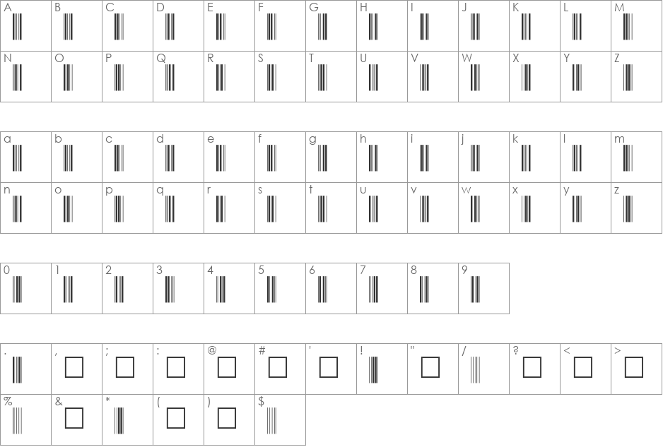 C39P48DlTt font character map preview