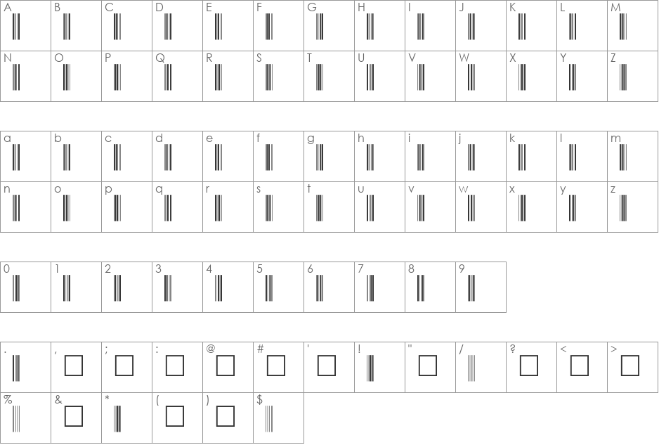 C39P60DlTt font character map preview