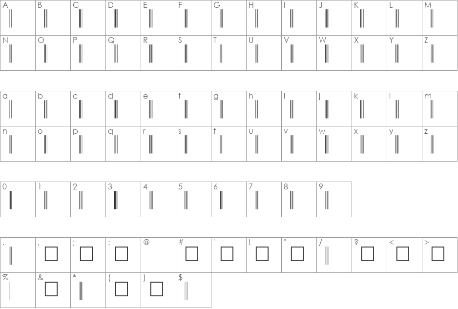 C39P60DmTt font character map preview