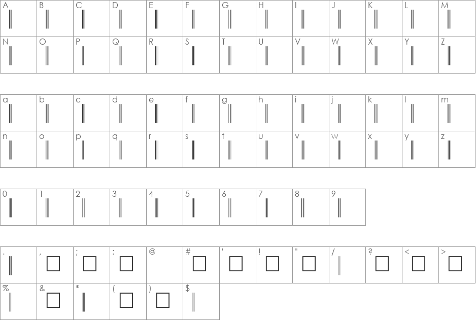 C39P72DmTt font character map preview