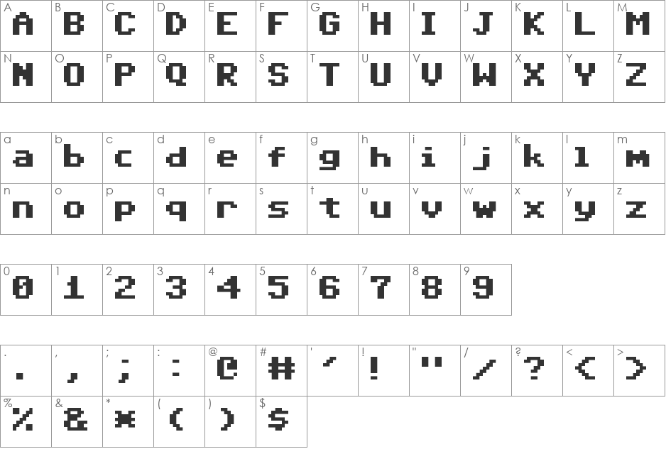 C64 Nomono font character map preview