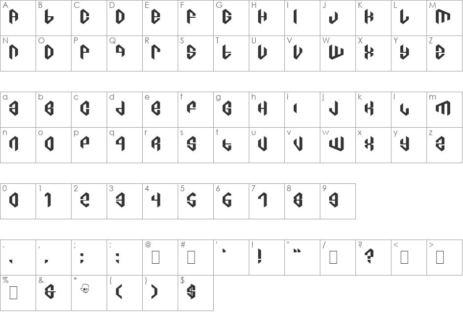 c8a tajra font character map preview