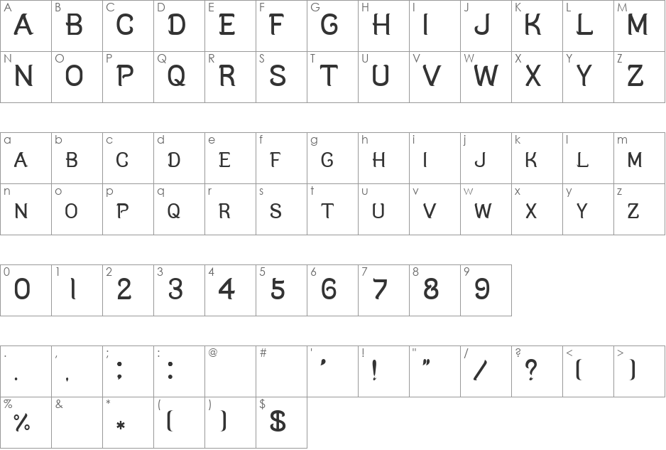 C9 font character map preview