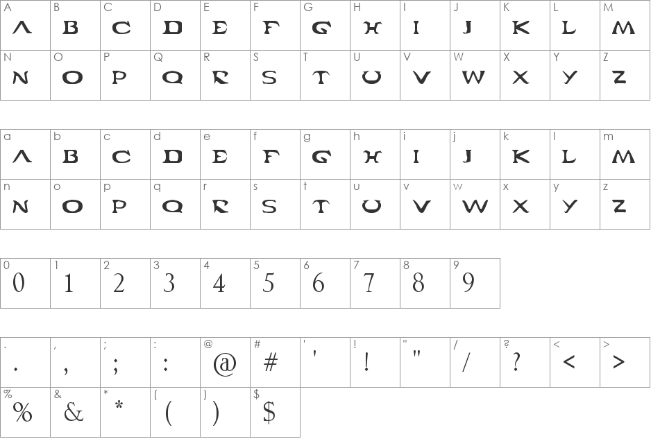 Cabal font character map preview