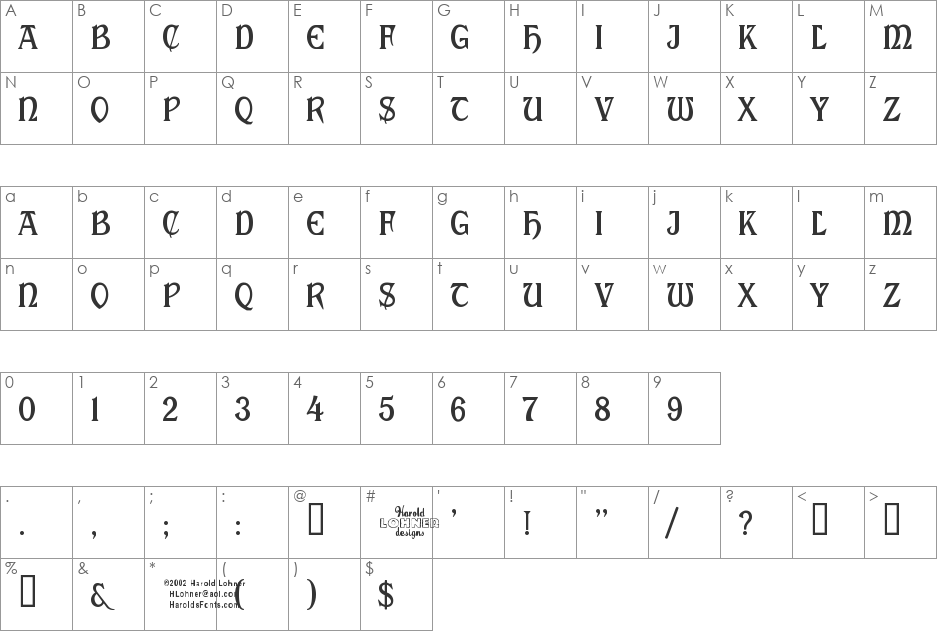 Cabaletta font character map preview