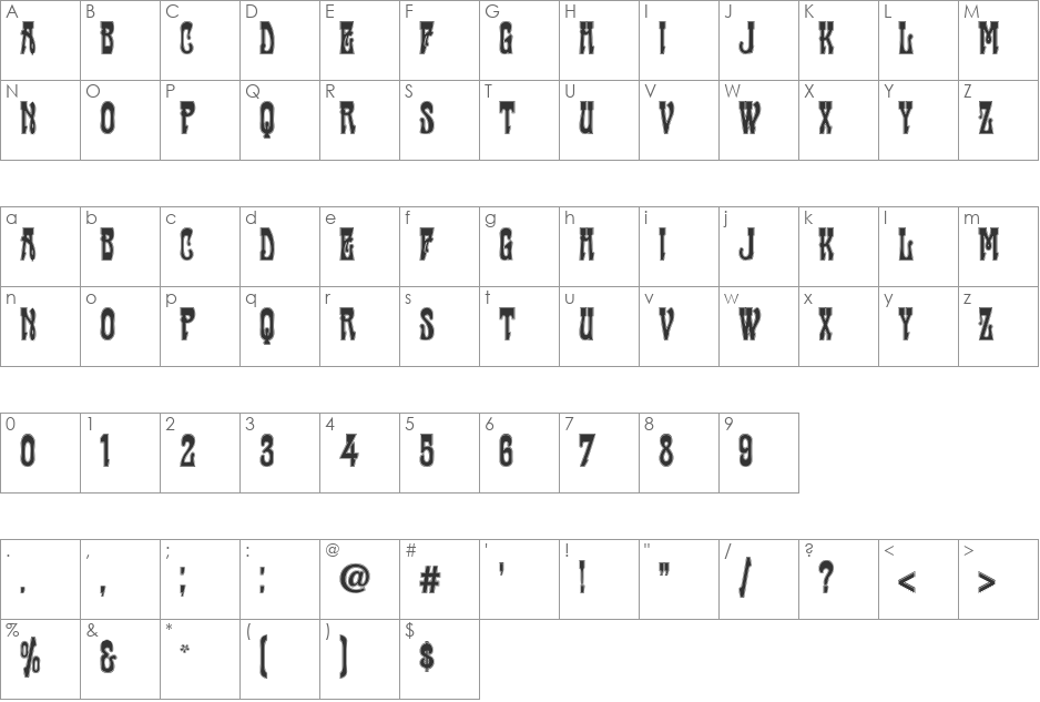 CabaretContour font character map preview