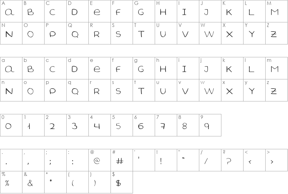 Aida Scrap Small Size font character map preview