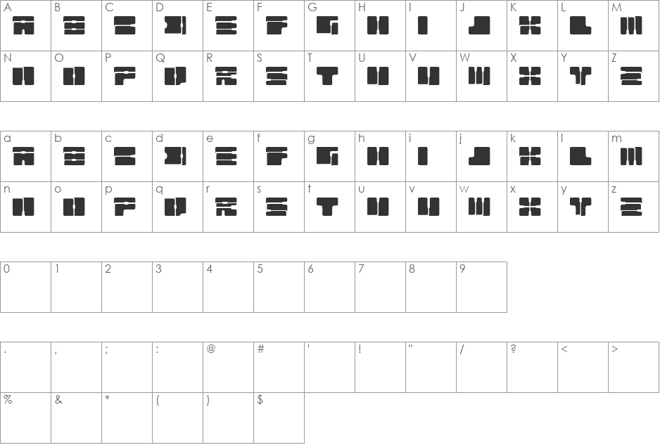 Cable font character map preview