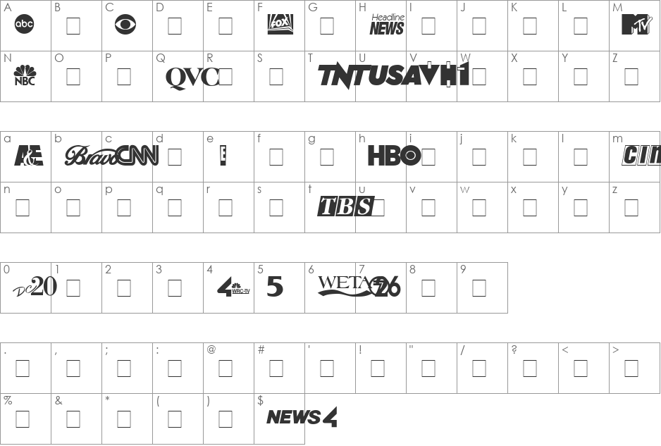 CableDingbats font character map preview