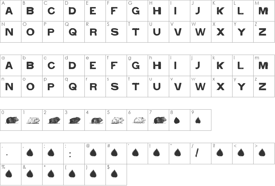 cacavia01 font character map preview