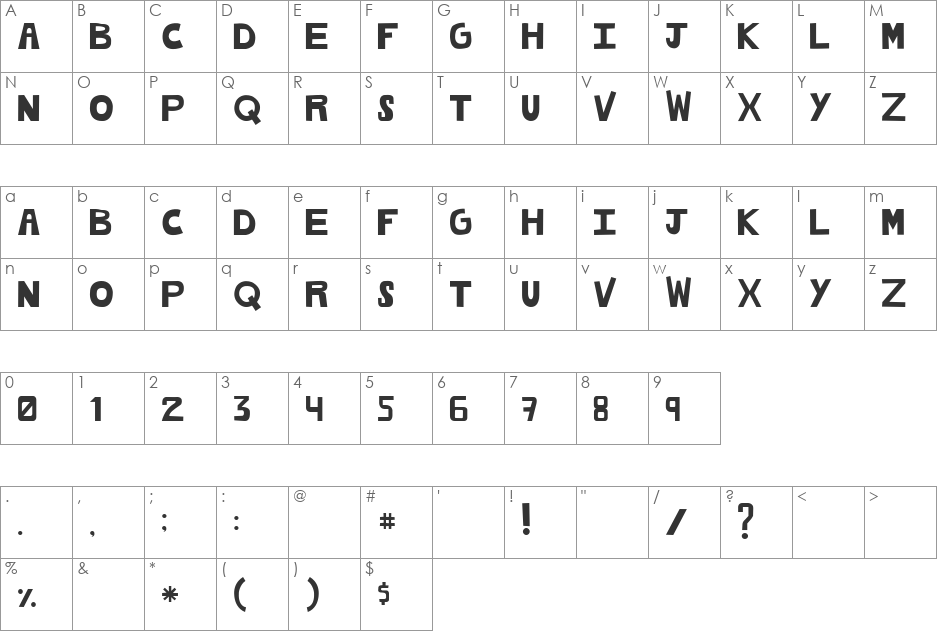 cachetona font character map preview