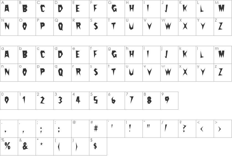 Cactus Pete font character map preview