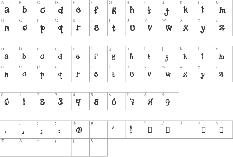 Cactus Sandwich Fill FM font character map preview