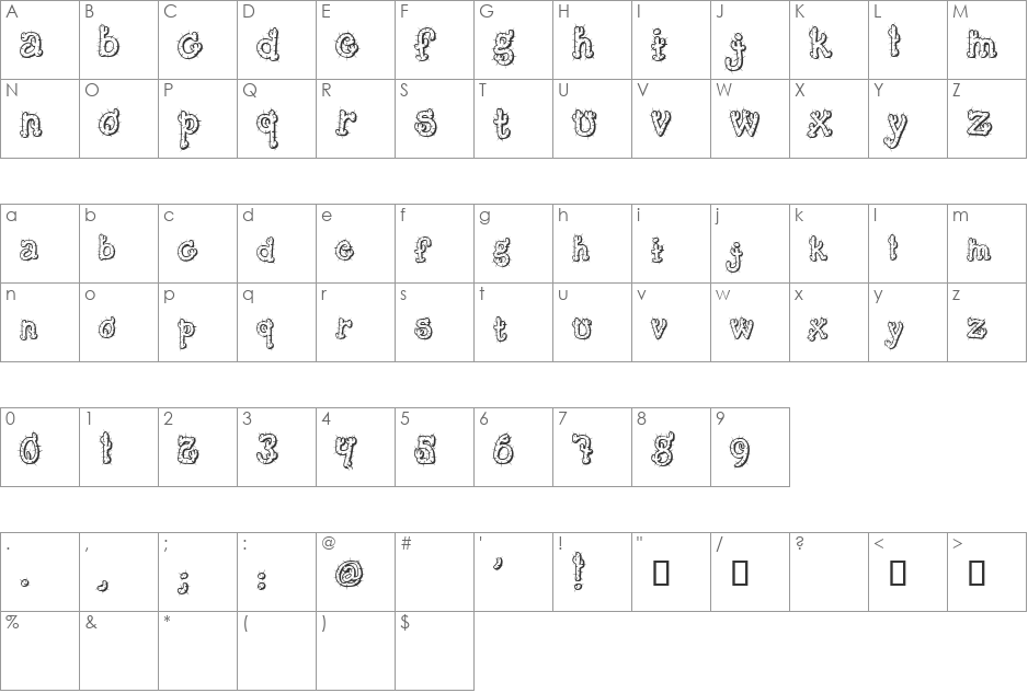 Cactus Sandwich Plain font character map preview