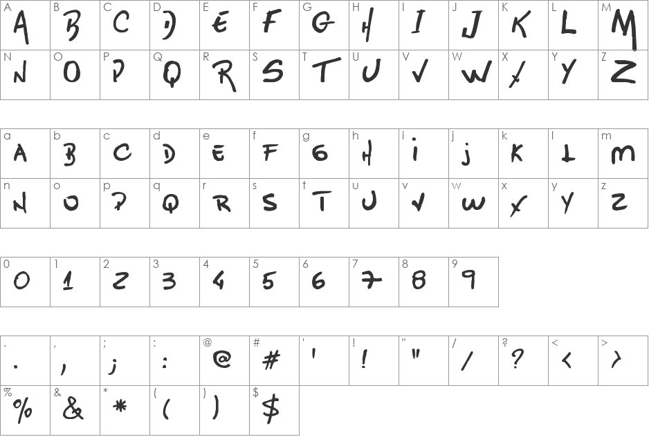 Cadeso font character map preview