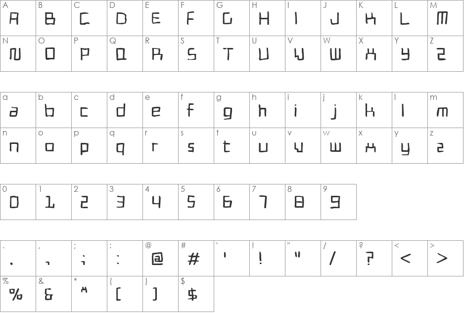 Cadmium Egg font character map preview