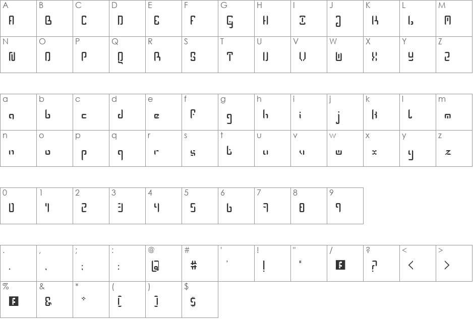 Aidee font character map preview