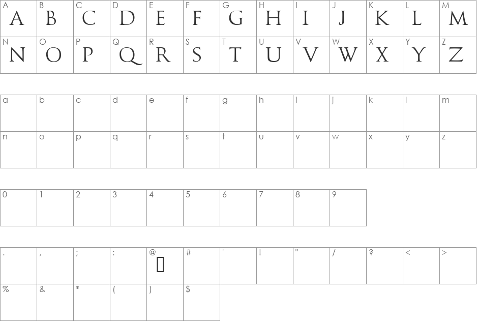 Caesario Demo font character map preview