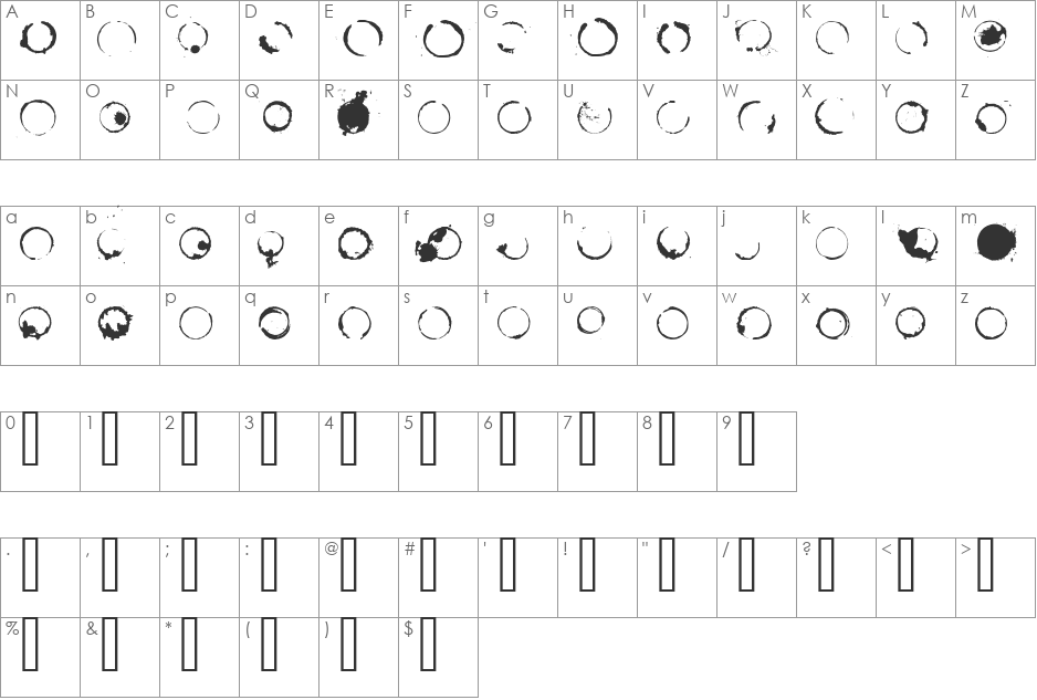 Cafeina Dig_v2 font character map preview