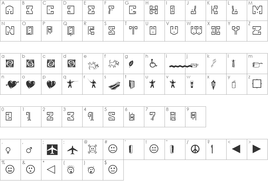 AIEclecticTwo font character map preview