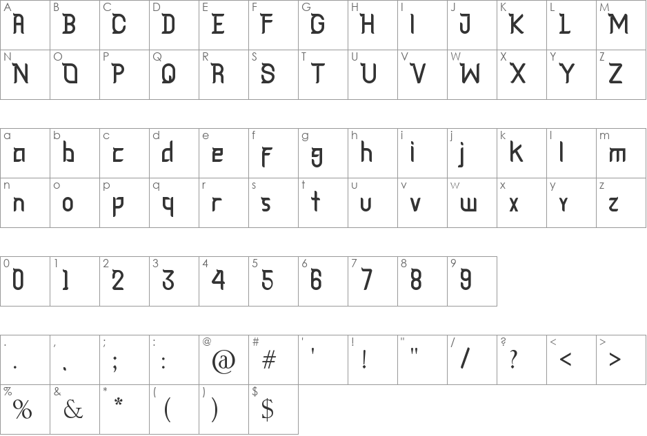Cagar font character map preview