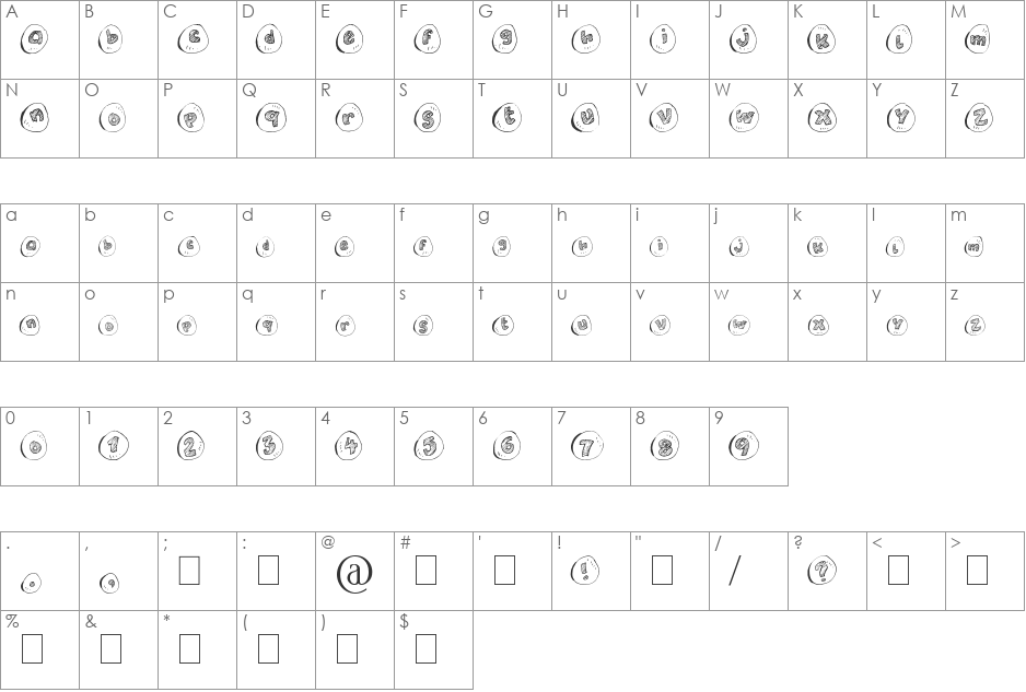 cailloux font character map preview