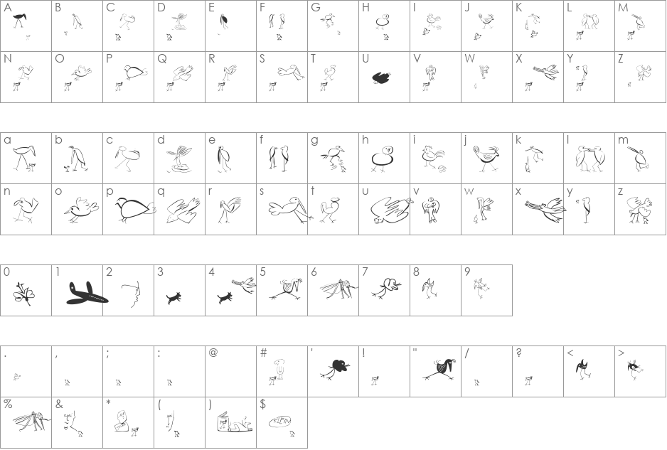 AIFlighty font character map preview
