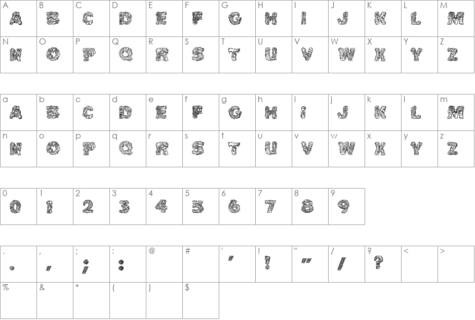 Cake Frosting font character map preview